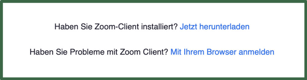 Zoom installieren oder mit Ihren Browser anmelden